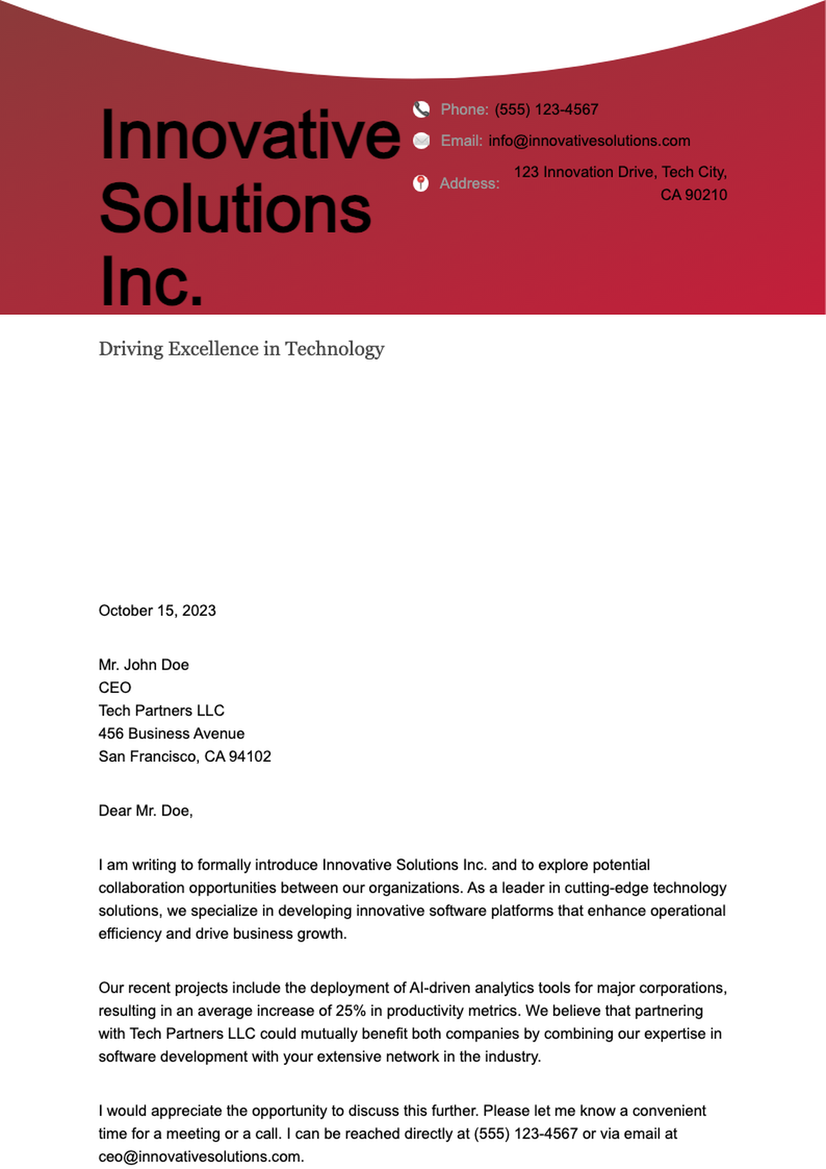 Professional business letterhead with maroon wave design and contact icons_variant_3